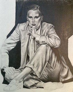 Drawing of woman sat down