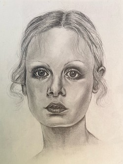 Pencil drawing of model Twiggy