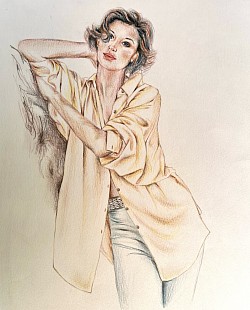 Colour pencil drawing of woman