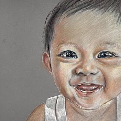 Pastel portrait of a baby by Julie Waldron