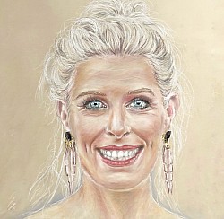 Sara Pascoe comedian pastel drawing by Julie Waldron