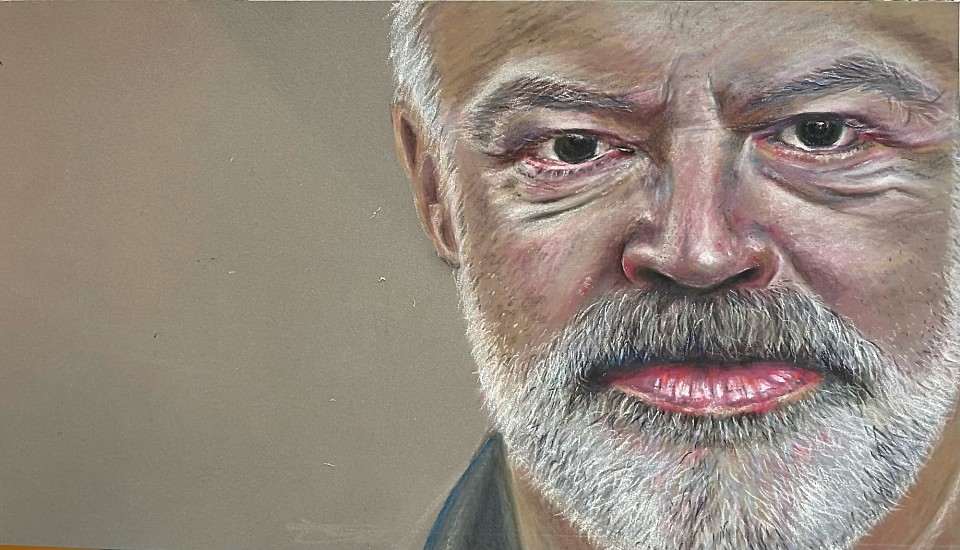 Pastel portrait drawing of Graham Norton by Julie Waldron