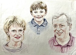 Family - a portrait drawing by artist Julie Waldron